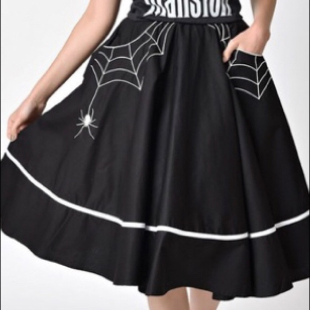 Hell Bunny Spiderweb Miss Moffet Skirt Medium